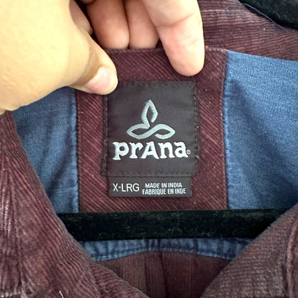 PrAna Men’s Maroon Dooley Long Sleeve Corduroy Shirt Size XL - Picture 9 of 10